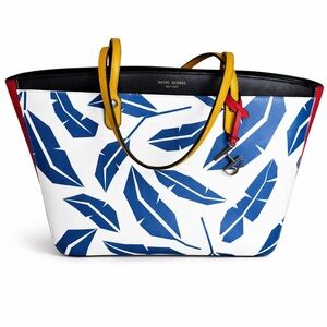 Henri Bendel Blue and White Feather Tote Bag
